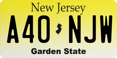 NJ license plate A40NJW