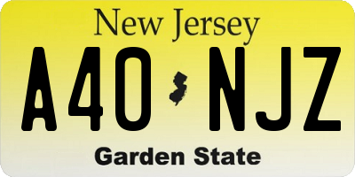 NJ license plate A40NJZ
