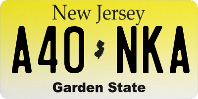NJ license plate A40NKA