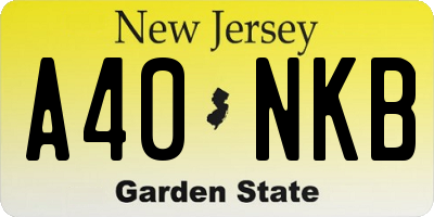 NJ license plate A40NKB