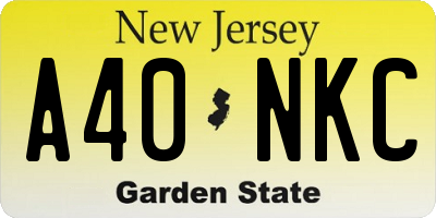 NJ license plate A40NKC