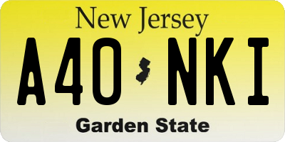 NJ license plate A40NKI
