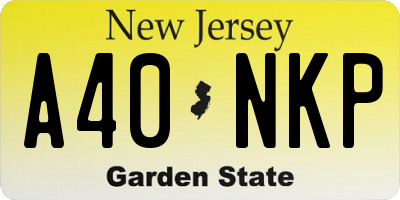 NJ license plate A40NKP