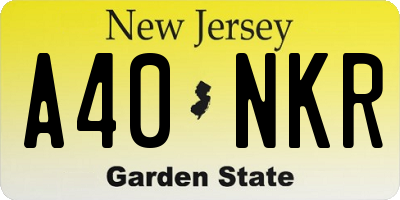NJ license plate A40NKR