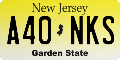 NJ license plate A40NKS