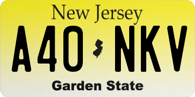 NJ license plate A40NKV