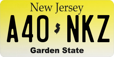 NJ license plate A40NKZ