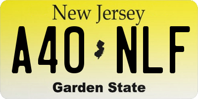 NJ license plate A40NLF