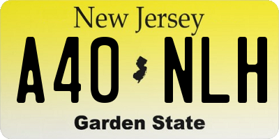 NJ license plate A40NLH