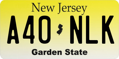 NJ license plate A40NLK