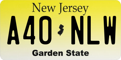 NJ license plate A40NLW