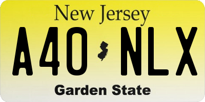 NJ license plate A40NLX