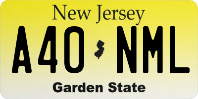 NJ license plate A40NML