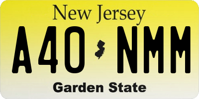 NJ license plate A40NMM