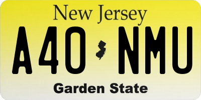 NJ license plate A40NMU