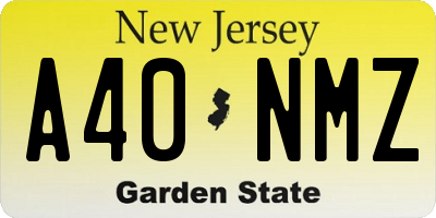 NJ license plate A40NMZ