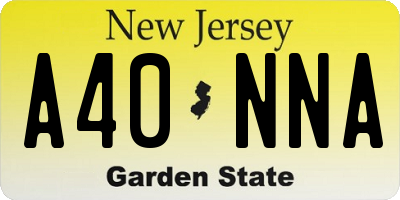 NJ license plate A40NNA