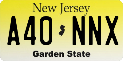 NJ license plate A40NNX