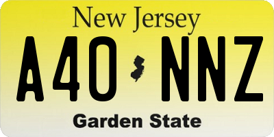 NJ license plate A40NNZ