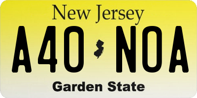 NJ license plate A40NOA