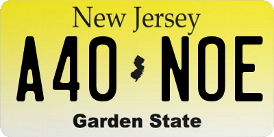 NJ license plate A40NOE