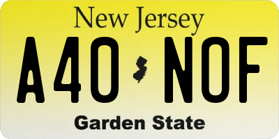 NJ license plate A40NOF