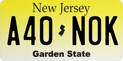 NJ license plate A40NOK