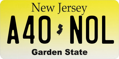 NJ license plate A40NOL