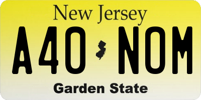 NJ license plate A40NOM