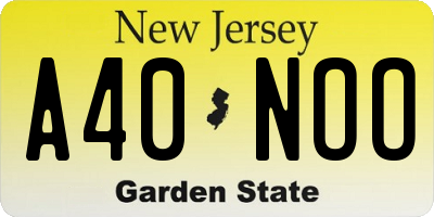NJ license plate A40NOO