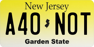 NJ license plate A40NOT