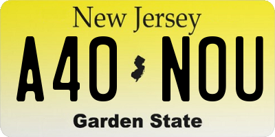 NJ license plate A40NOU