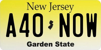 NJ license plate A40NOW