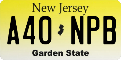 NJ license plate A40NPB