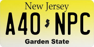 NJ license plate A40NPC