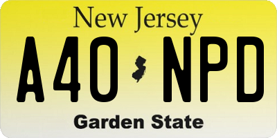 NJ license plate A40NPD
