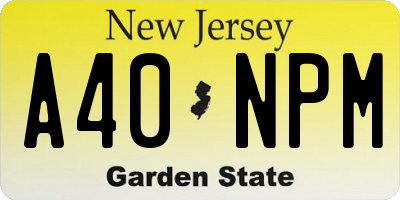 NJ license plate A40NPM