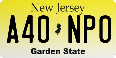 NJ license plate A40NPO
