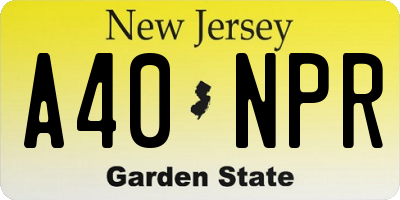 NJ license plate A40NPR
