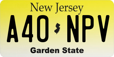 NJ license plate A40NPV