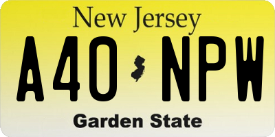 NJ license plate A40NPW
