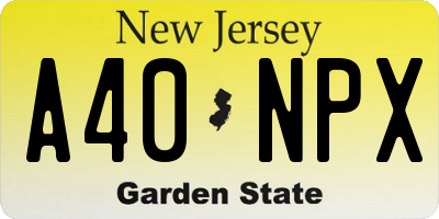 NJ license plate A40NPX