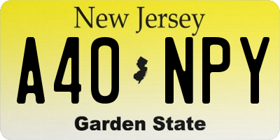 NJ license plate A40NPY