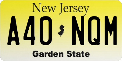 NJ license plate A40NQM