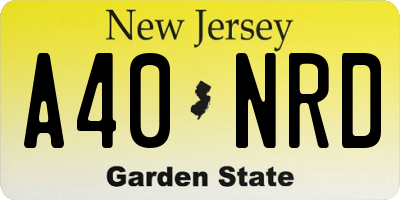 NJ license plate A40NRD