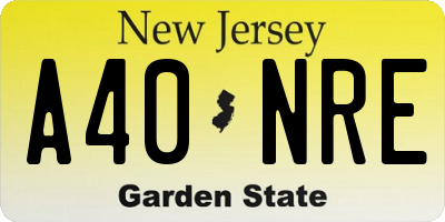 NJ license plate A40NRE