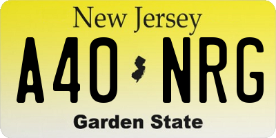 NJ license plate A40NRG