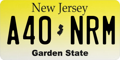 NJ license plate A40NRM