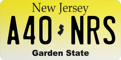 NJ license plate A40NRS