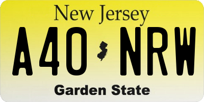 NJ license plate A40NRW